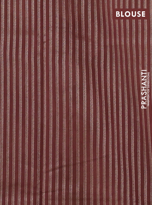 Banarasi silk cotton saree mehendi green and brown with zari woven buttas and woven border