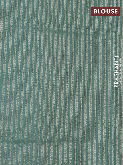 Banarasi silk cotton saree grey and green shade with zari woven buttas and woven border