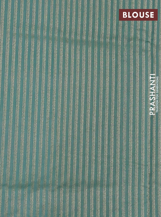 Banarasi silk cotton saree grey and green shade with zari woven buttas and woven border