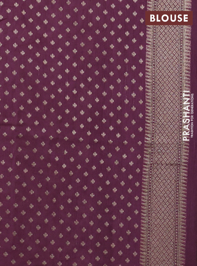 Banarasi silk cotton saree beige and mauve pink with allover thread weaves & zari woven buttas and zari woven border