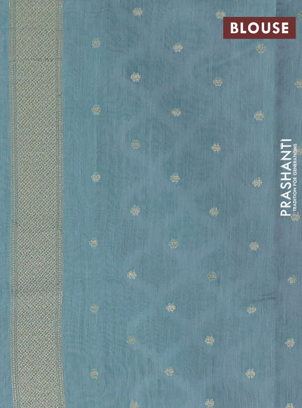 Banarasi silk cotton saree mauve pink and teal blue with allover thread weaves and woven border