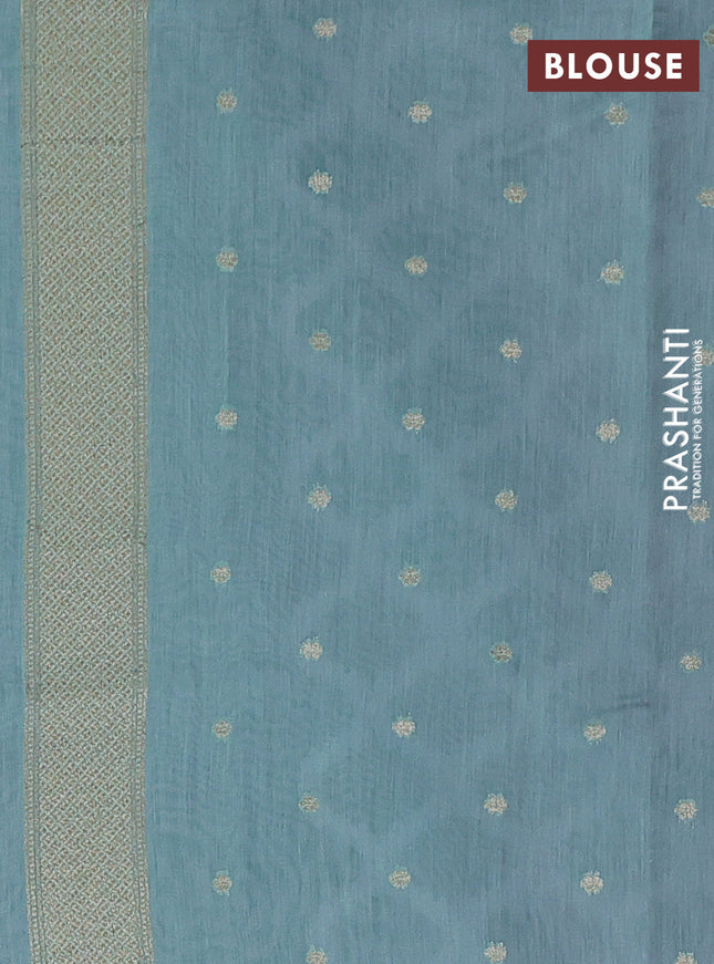 Banarasi silk cotton saree mauve pink and teal blue with allover thread weaves and woven border