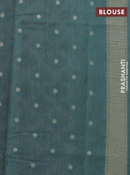 Banarasi silk cotton saree maroon shade and teal green shade with allover thread weaves and woven border