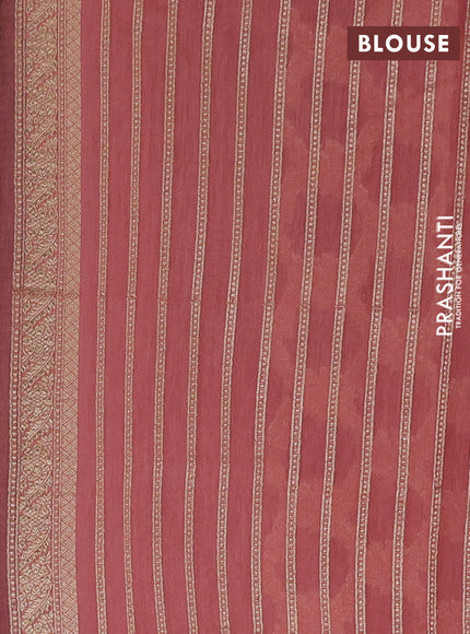 Banarasi silk cotton saree peach pink with allover zari weaves and zari woven border