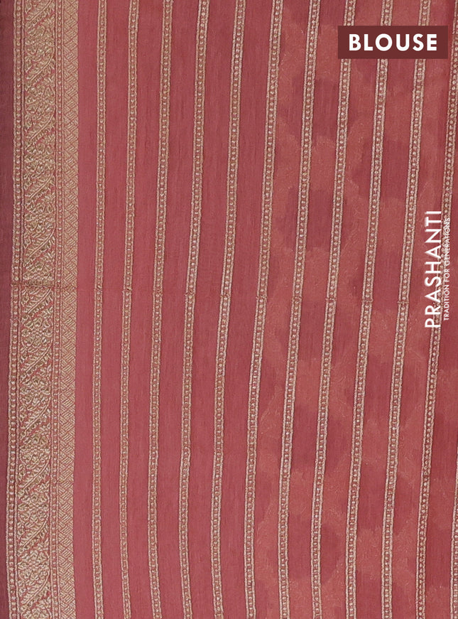 Banarasi silk cotton saree peach pink with allover zari weaves and zari woven border