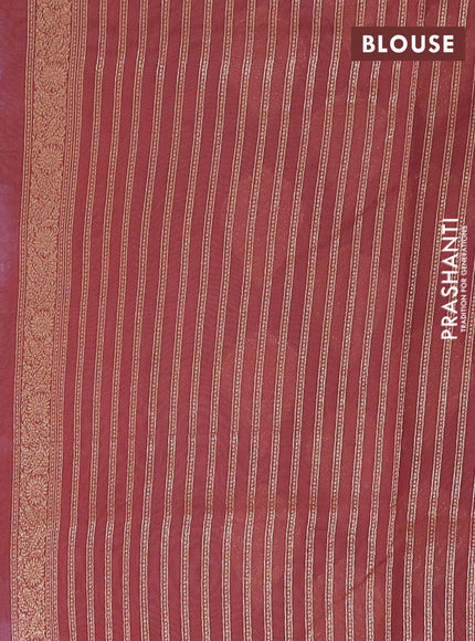 Banarasi silk cotton saree pastel pink and rust shade with allover zari woven buttas and zari woven border