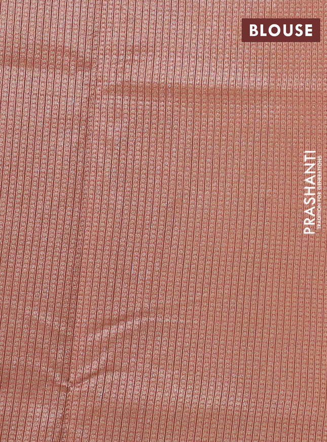 Banarasi silk cotton saree light green and peach pink with allover zari woven buttas and zari woven border
