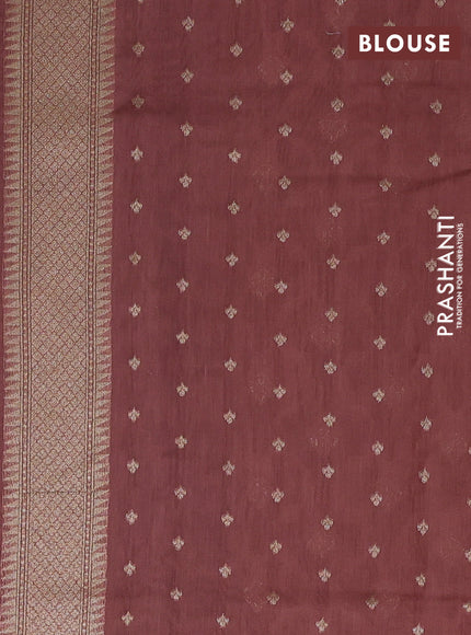 Banarasi silk cotton saree peach shade with allover thread weaves & zari woven buttas and zari woven border