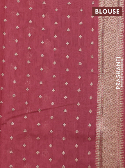 Banarasi silk cotton saree peach pink with allover thread weaves & zari woven buttas and zari woven border