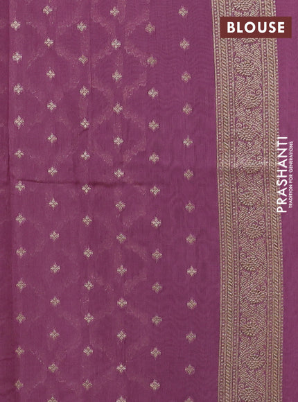 Banarasi silk cotton saree mauve pink with allover zari weaves and zari woven border