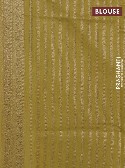 Banarasi silk cotton saree cream and pale yellow with allover thread & zari woven buttas and woven border