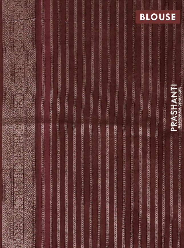 Banarasi silk cotton saree mehendi green and pastel maroon with allover zari woven buttas and zari woven border