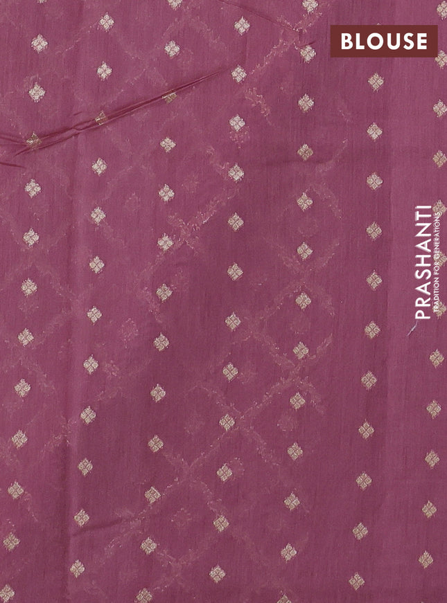 Banarasi silk cotton saree mauve pink with allover zari woven buttas and zari woven border