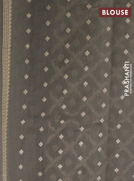 Banarasi silk cotton saree grey with allover zari woven buttas and zari woven border