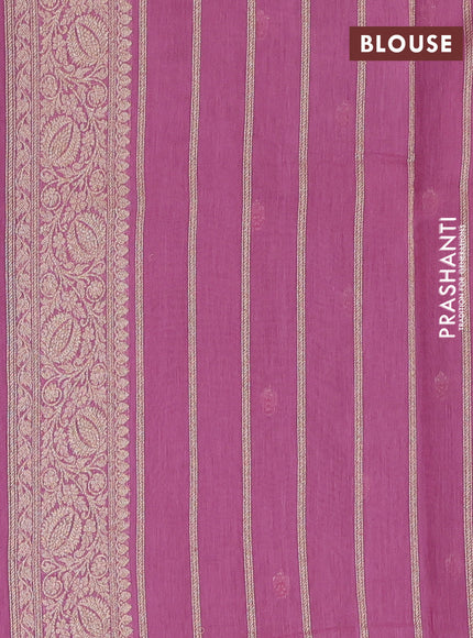 Banarasi silk cotton saree mauve pink with allover zari woven buttas and zari woven border
