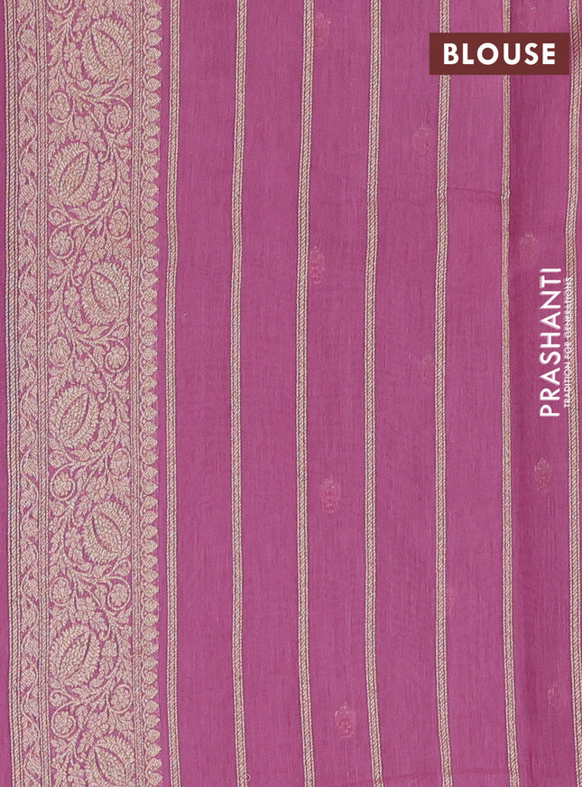 Banarasi silk cotton saree mauve pink with allover zari woven buttas and zari woven border