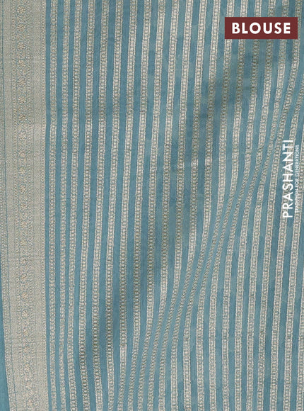 Banarasi silk cotton saree pastel blue with allover pichwai zari woven butta weaves and zari woven border