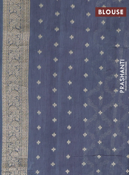 Banarasi silk cotton saree mauve pink and grey with allover zari weaves and zari woven border