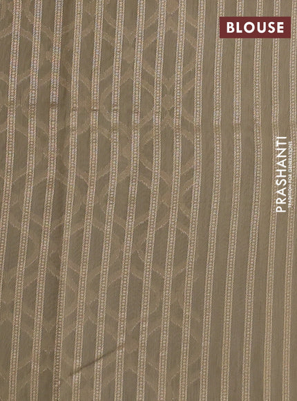 Banarasi silk cotton saree dark beige with allover geometric zari weaves and woven border