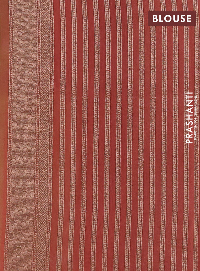 Banarasi silk cotton saree light green and peach shade with allover pichwai zari woven butta weaves and zari woven border