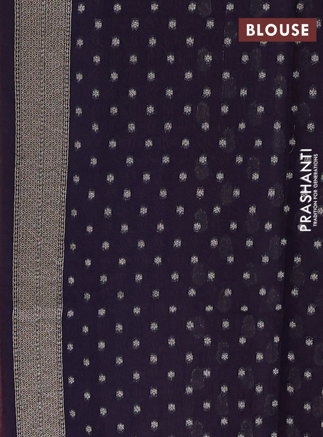 Banarasi silk cotton saree peach pink and navy blue with allover zari woven buttas and pichwai zari woven border