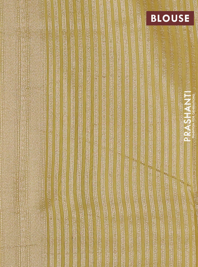 Banarasi silk cotton saree peach pink and pale yellow with allover zari woven buttas and zari woven border