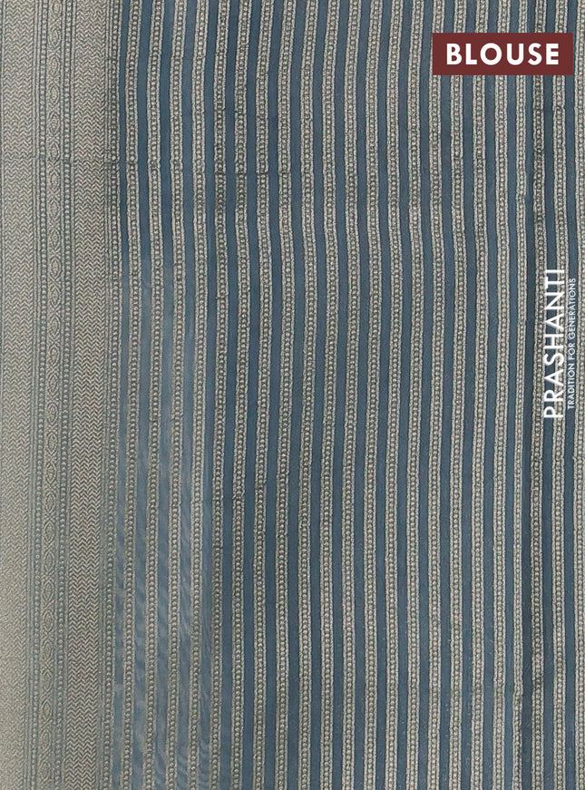Banarasi silk cotton saree cream and grey with allover zari woven buttas and zari woven border