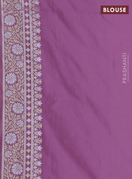 Banarasi semi katan silk saree mauve pink with allover thread & zari weaves and zari woven border