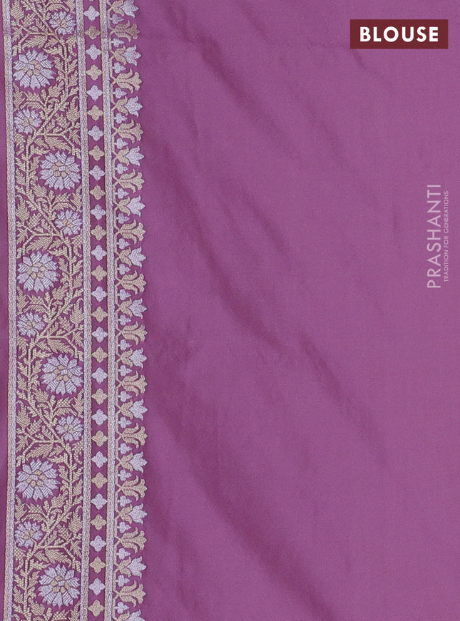 Banarasi semi katan silk saree mauve pink with allover thread & zari weaves and zari woven border