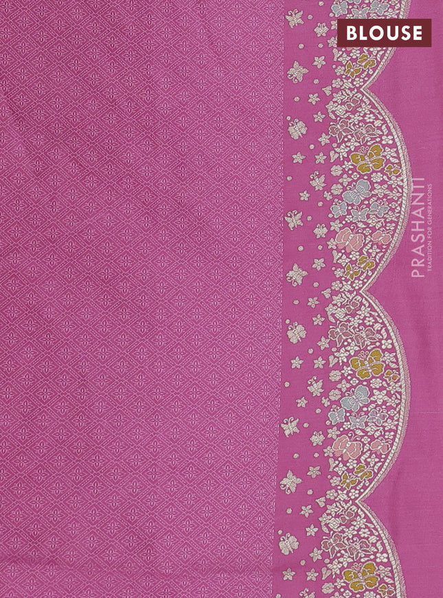 Banarasi semi katan silk saree mauve pink with allover self emboss & zari buttas and woven border