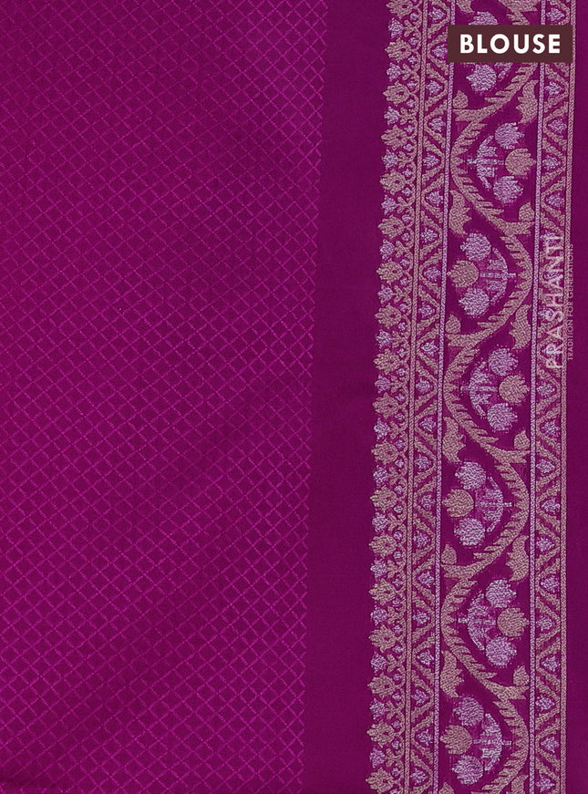 Banarasi semi katan silk saree magenta pink with allover thread & zari jamdhani weaves and zari woven border