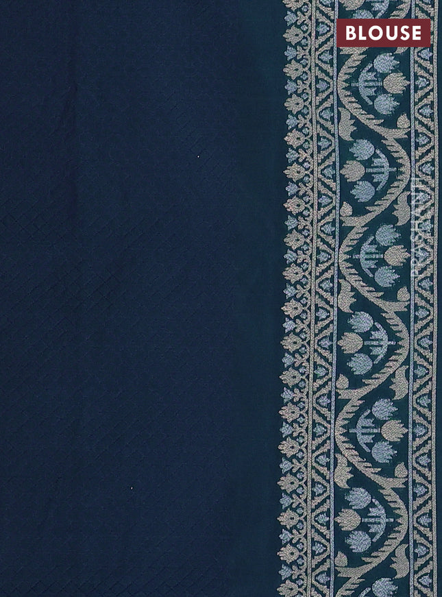 Banarasi semi katan silk saree dual shade of peacock green with allover thread & zari jamdhani weaves and zari woven border