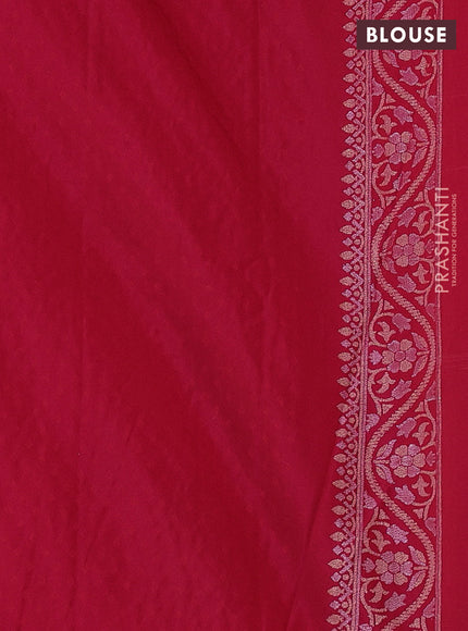 Banarasi semi katan silk saree red with allover thread & zari jamdhani weaves and zari woven border