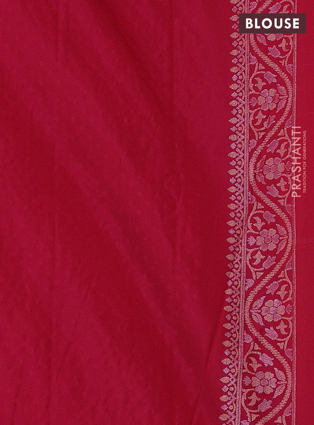 Banarasi semi katan silk saree red with allover thread & zari jamdhani weaves and zari woven border
