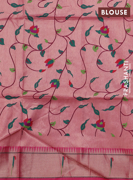 Semi paithani saree pink with allover zari woven buttas and paithani pallu