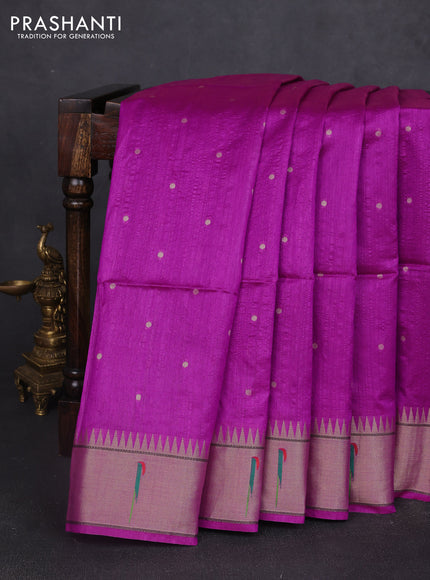 Semi paithani saree purple with allover zari woven buttas and paithani pallu