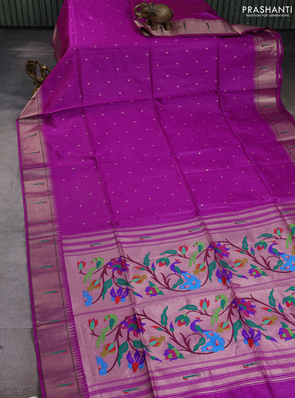 Semi paithani saree purple with allover zari woven buttas and paithani pallu