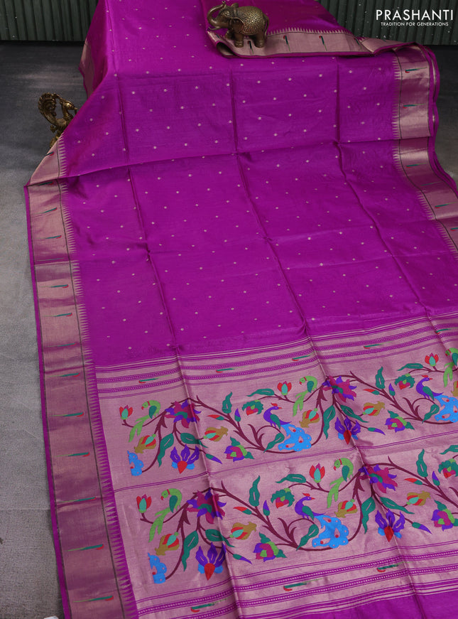 Semi paithani saree purple with allover zari woven buttas and paithani pallu