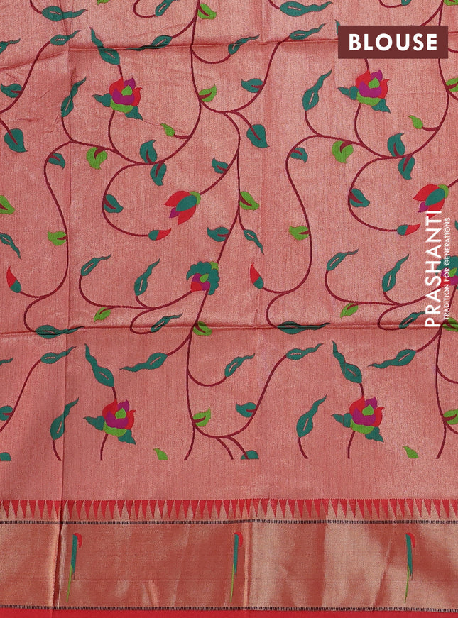 Semi paithani saree red with allover zari woven buttas and paithani pallu