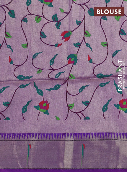 Semi paithani saree violet with allover zari woven buttas and paithani pallu