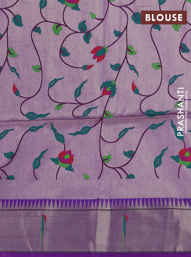 Semi paithani saree violet with allover zari woven buttas and paithani pallu