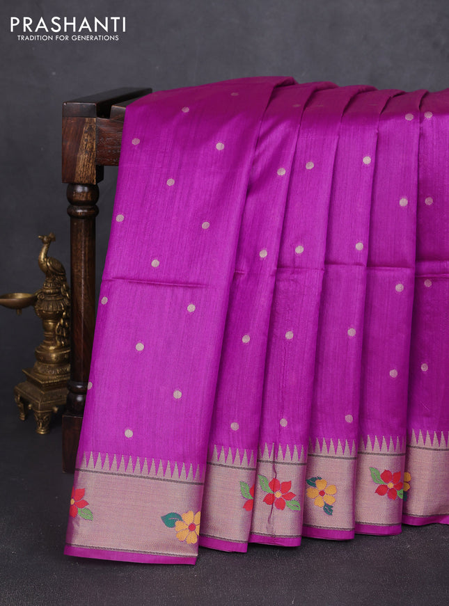 Semi paithani saree purple with allover zari woven buttas and paithani pallu