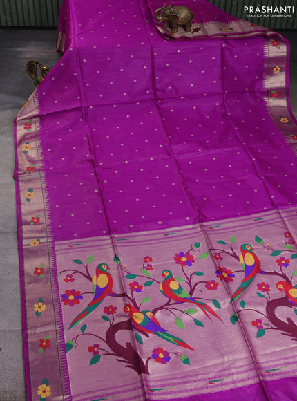 Semi paithani saree purple with allover zari woven buttas and paithani pallu
