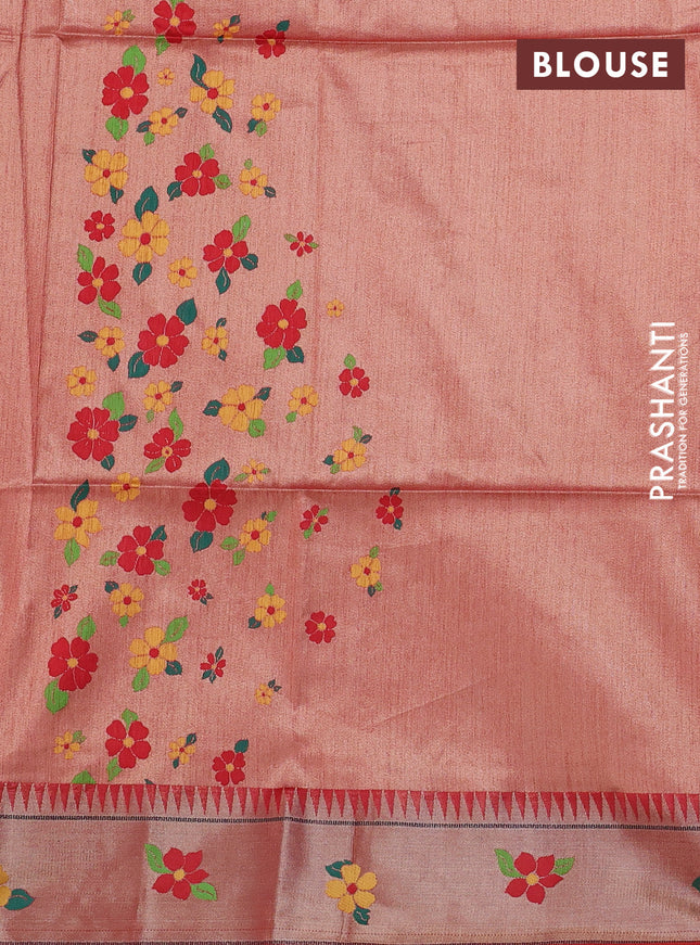 Semi paithani saree red with allover zari woven buttas and paithani pallu