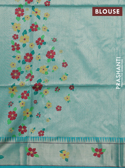 Semi paithani saree teal green with allover zari woven buttas and paithani pallu