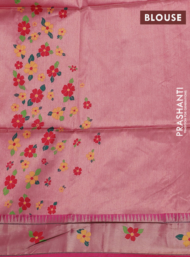 Semi paithani saree pink with allover zari woven buttas and paithani pallu