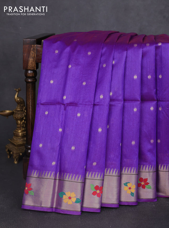 Semi paithani saree purple with allover zari woven buttas and paithani pallu