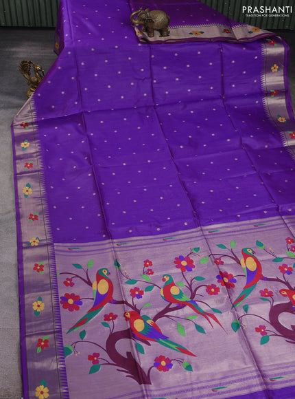 Semi paithani saree purple with allover zari woven buttas and paithani pallu