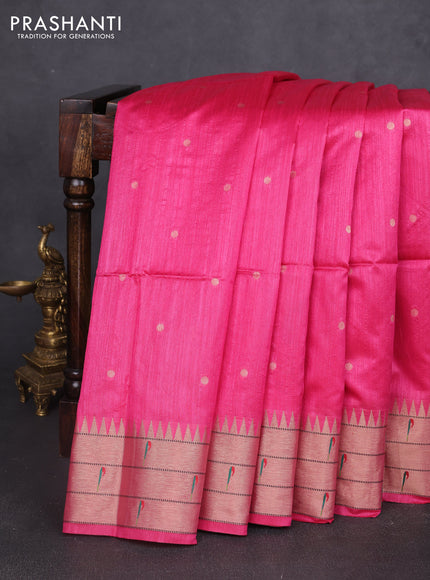 Semi paithani saree pink with allover zari woven buttas and paithani pallu