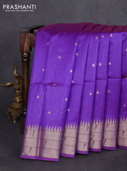 Semi paithani saree violet with allover zari woven buttas and paithani pallu